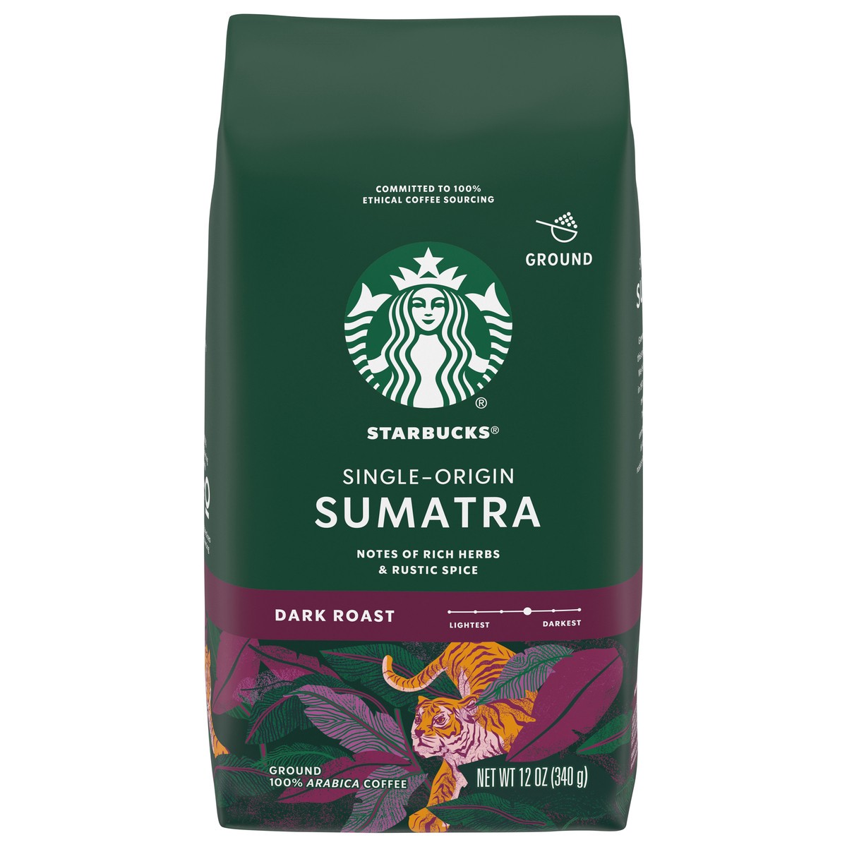 slide 1 of 9, Starbucks Sumatra Dark Roast Ground Coffee - 12 oz, 12 oz