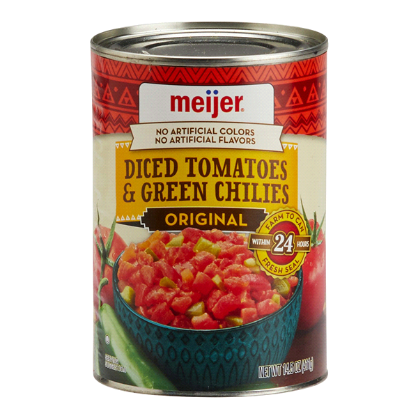 slide 1 of 1, Meijer Diced Tomatoes & Green Chilies Original, 14.5 oz