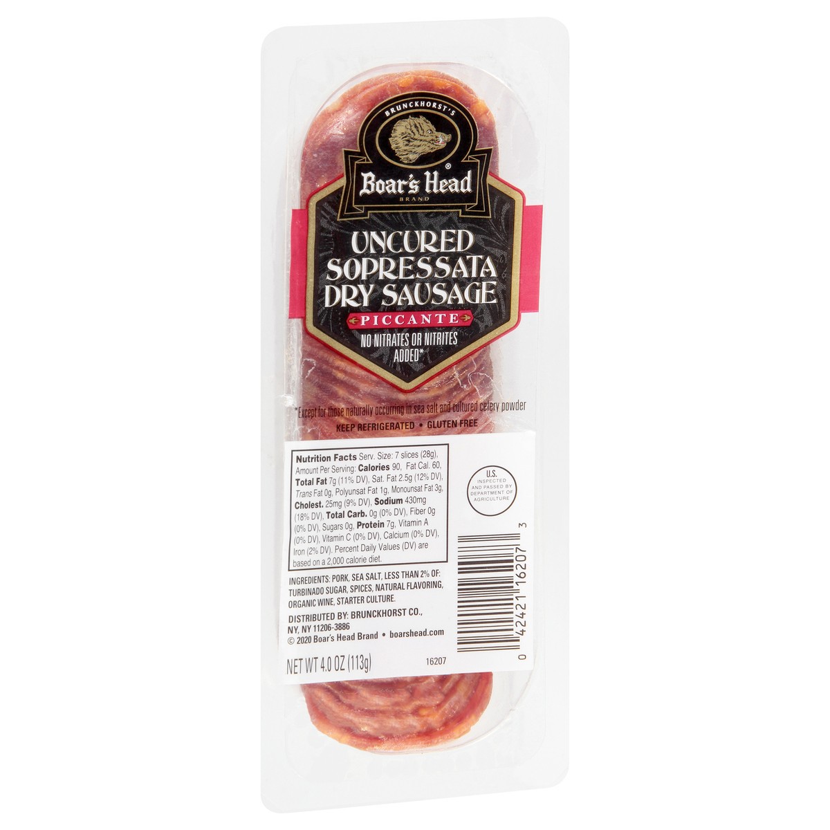 slide 8 of 9, Boar's Head Uncured Sopressata Dry Sausage Piccante, 4 oz