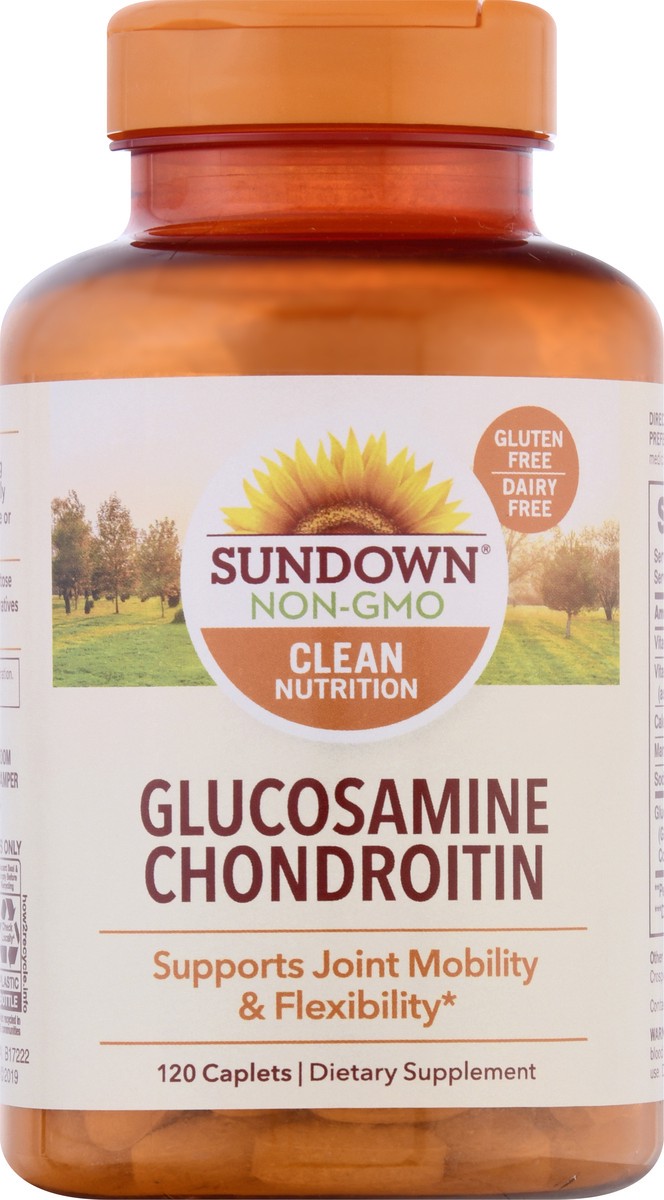 slide 1 of 9, Sundown Non-GMO Caplets Glucosamine Chondroitin 120 ea, 120 ct