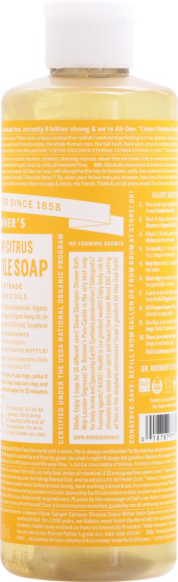 slide 2 of 9, Dr. Bronner's 18-in-1 Hemp Citrus Pure-Castile Soap 16 fl oz, 16 fl oz