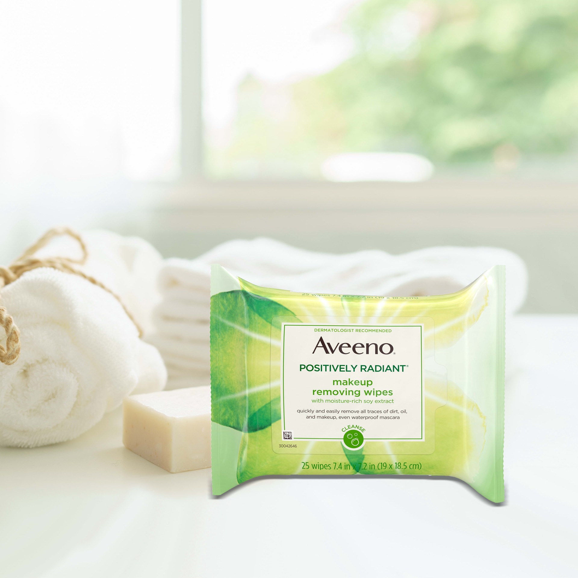 slide 6 of 9, Aveeno Positively Radiant Makeup Removing Wipes, Twin Pack, 50 ct