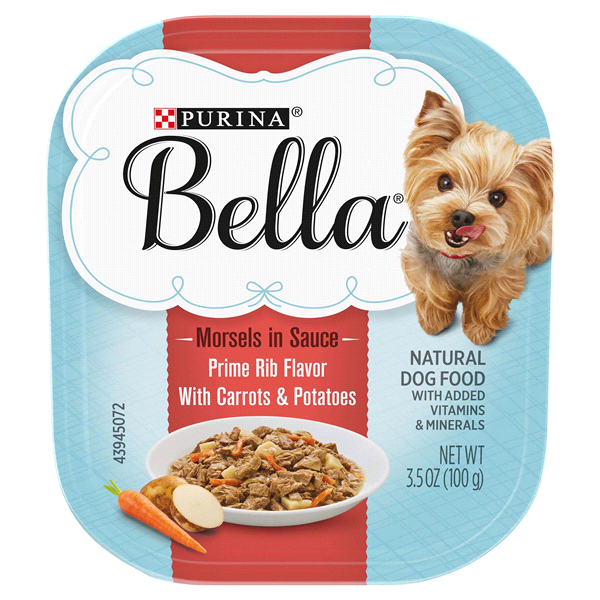 slide 1 of 9, Purina Bella Natural Small Breed Wet Dog Food, Morsels in Sauce Prime Rib Flavor, 3.5 oz