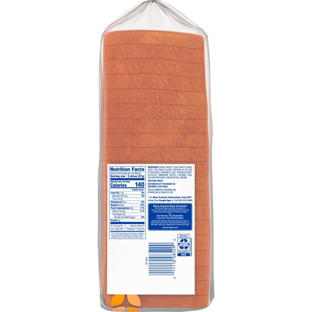 slide 2 of 3, Kroger 100% Whole Wheat Bread, 16 oz