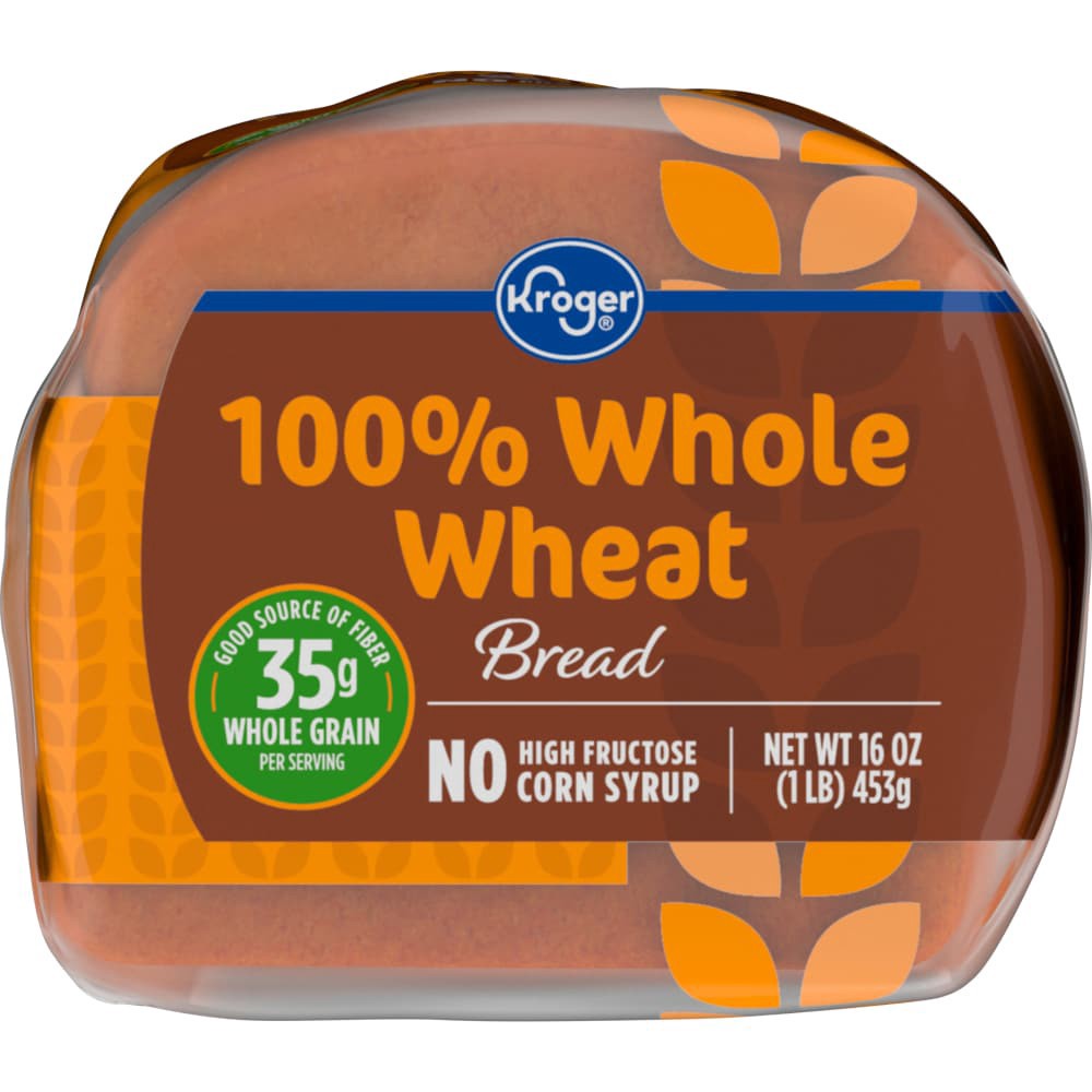 slide 3 of 3, Kroger 100% Whole Wheat Bread, 16 oz