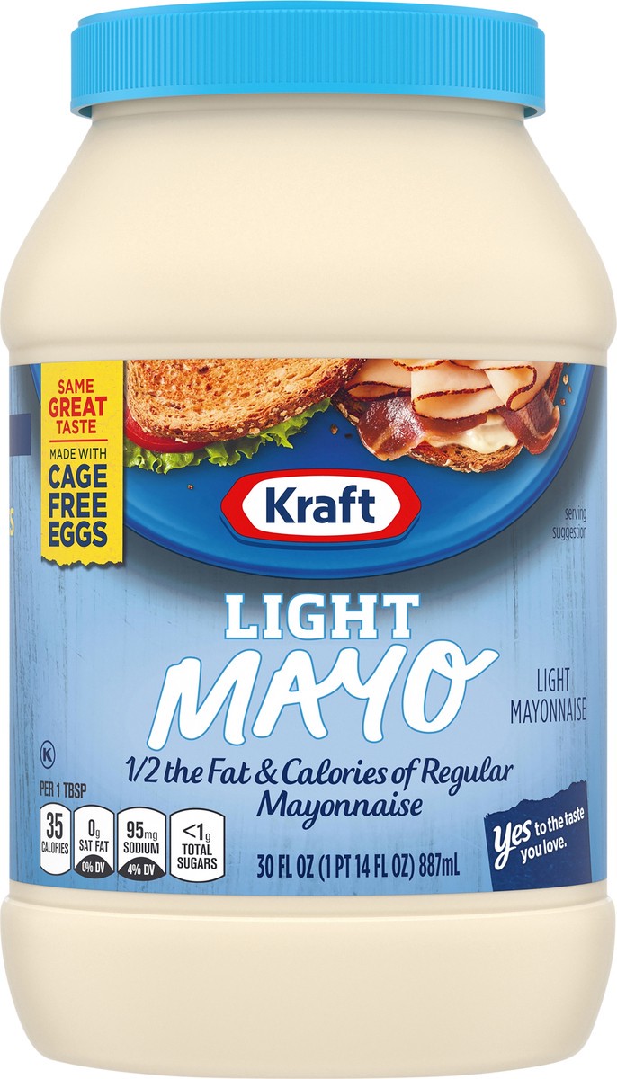 slide 14 of 14, Kraft Light Mayo with 1/2 the Fat & Calories of Regular Mayonnaise, 30 fl oz Jar, 30 fl oz