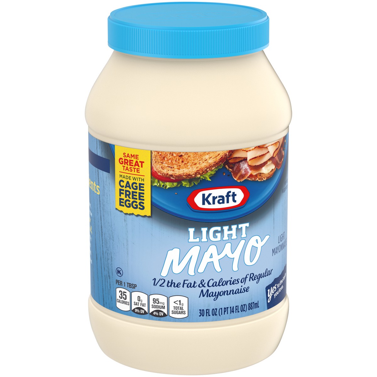 slide 4 of 14, Kraft Light Mayo with 1/2 the Fat & Calories of Regular Mayonnaise, 30 fl oz Jar, 30 fl oz