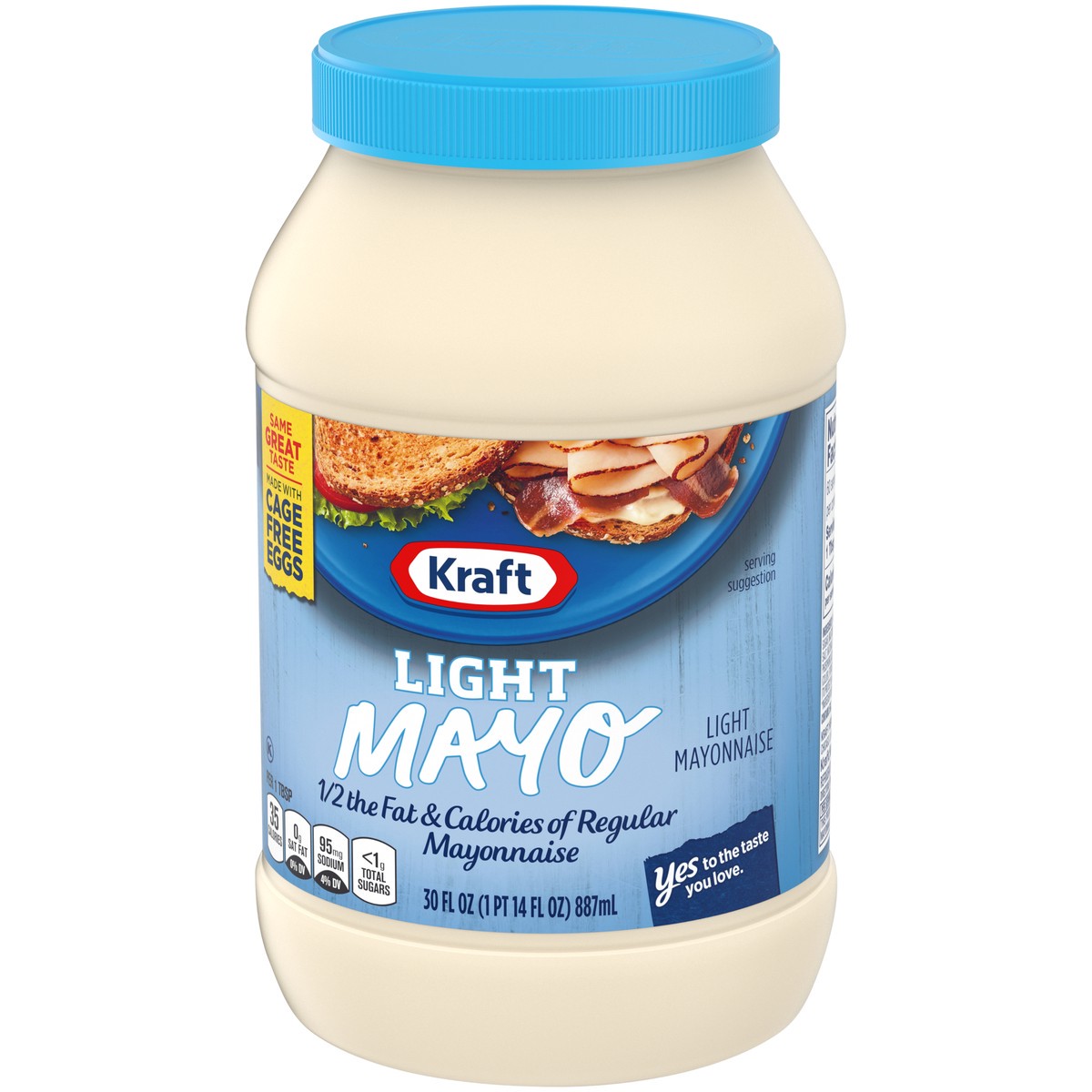 slide 2 of 14, Kraft Light Mayo with 1/2 the Fat & Calories of Regular Mayonnaise, 30 fl oz Jar, 30 fl oz