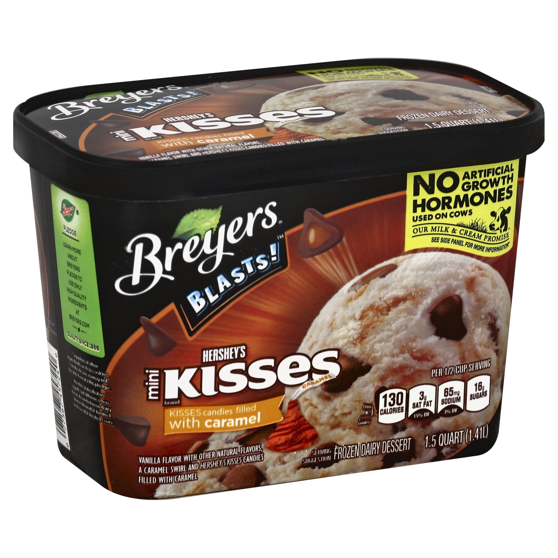 slide 1 of 1, Breyers Blasts! Hershey's Caramel Kiss Frozen Dairy Dessert, 48 oz