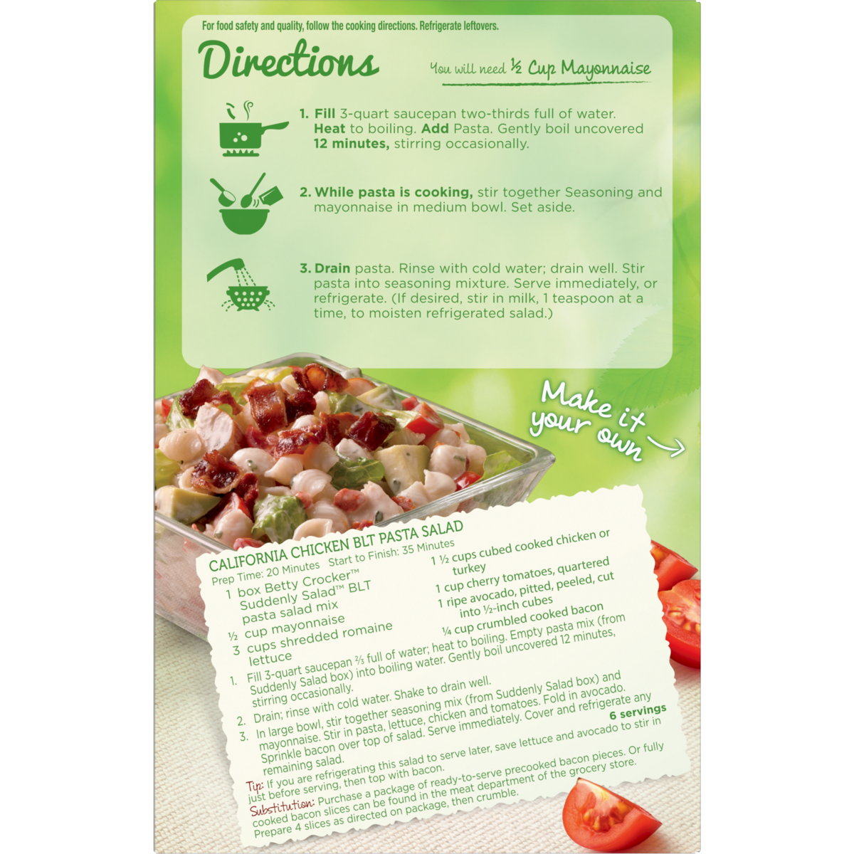 slide 2 of 13, Betty Crocker Suddenly! Bacon Lettuce & Tomato Pasta Salad 7.3 oz, 7.3 oz