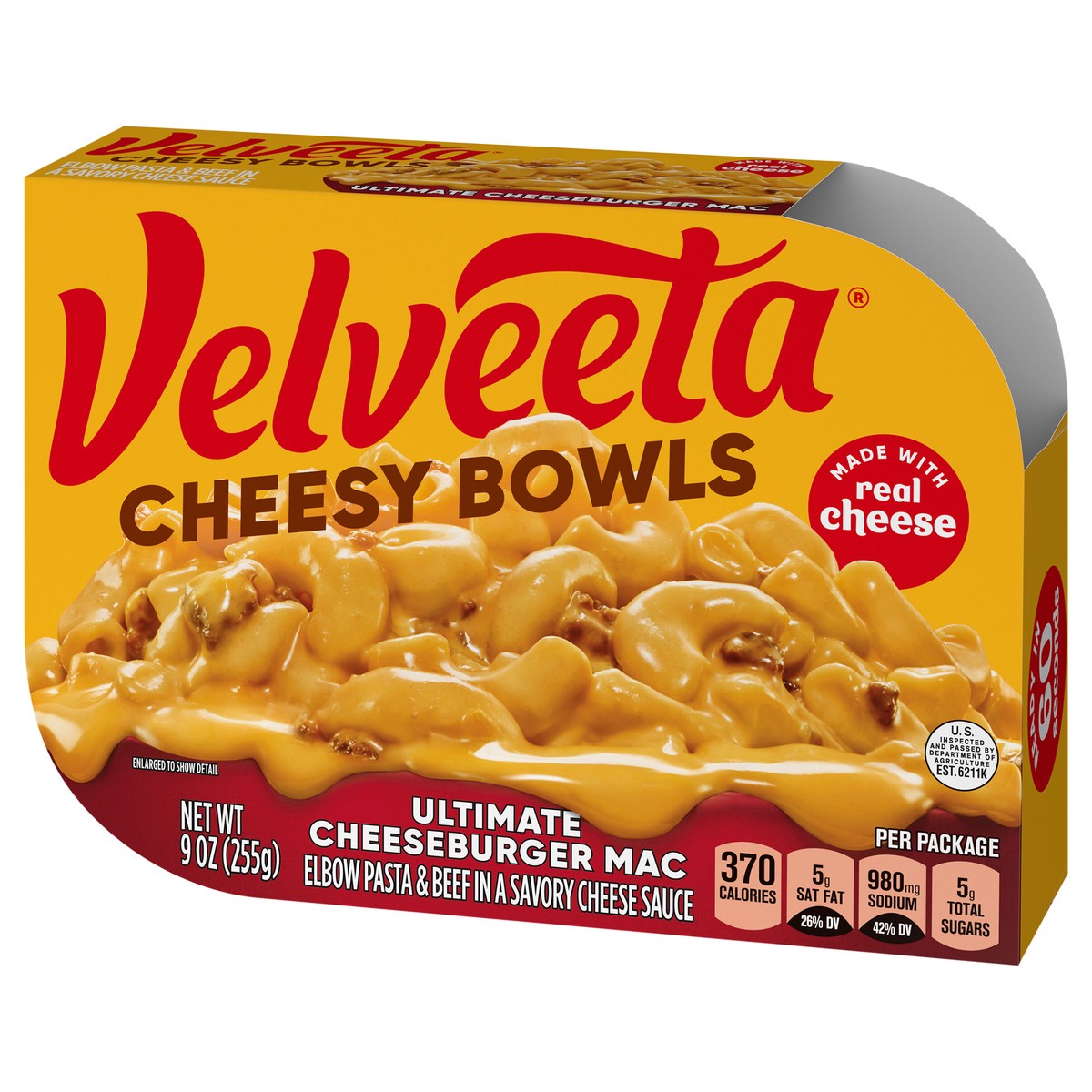 slide 7 of 9, Velveeta Cheesy Bowls Ultimate Cheeseburger Mac Microwave Meal, 9 oz Tray, 9 oz