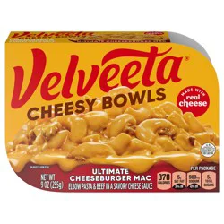 Velveeta Cheesy Bowls Ultimate Cheeseburger Mac Microwave Meal, 9 oz Tray