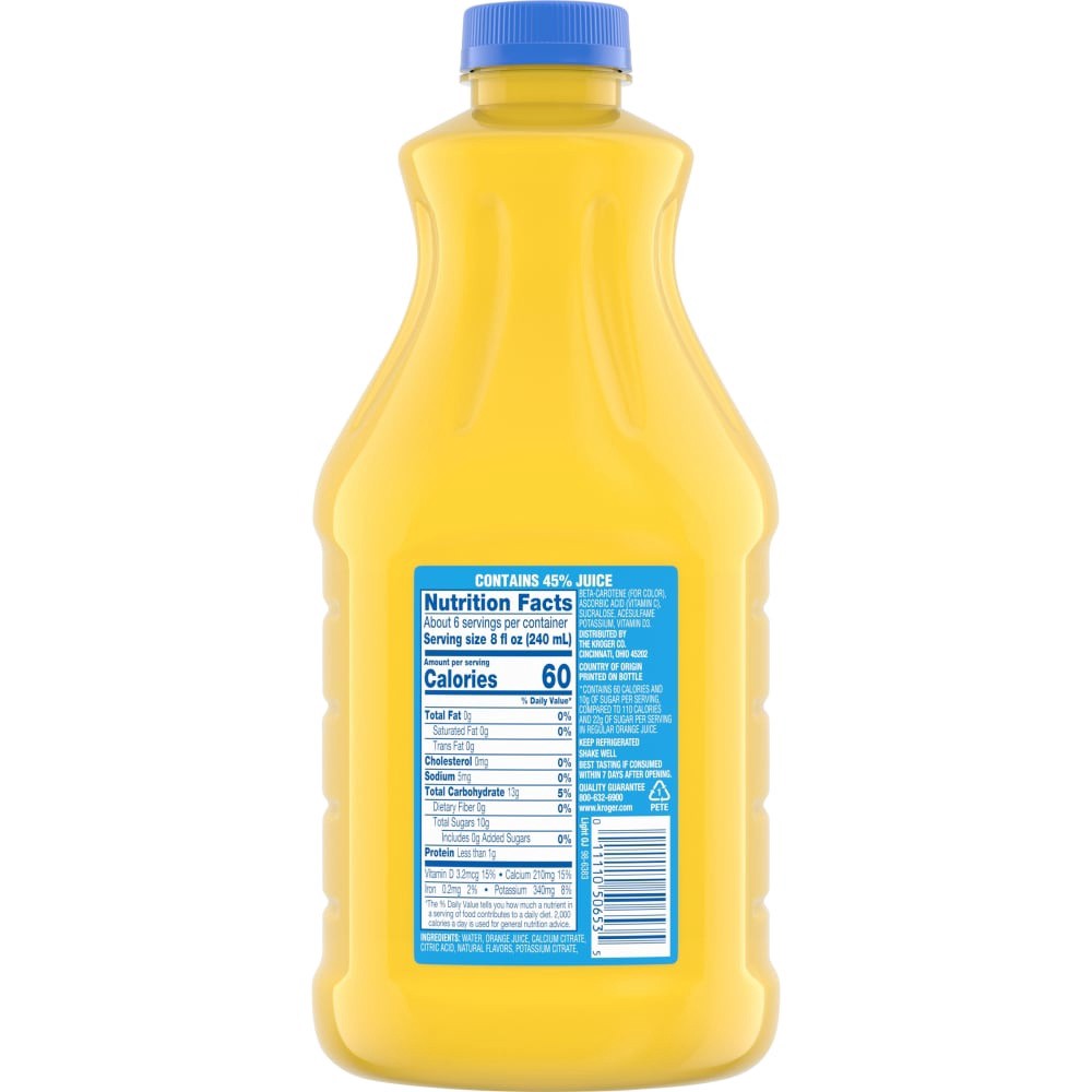 slide 2 of 4, Kroger Lite Orange Juice Beverage, 52 fl oz