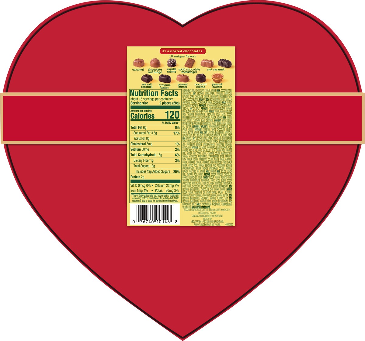 slide 11 of 14, WHITMAN'S SAMPLER Valentine's Day Suede Heart Assorted Milk & Dark Chocolate Gift Box, (31 pieces) - 31 ct, 31 ct