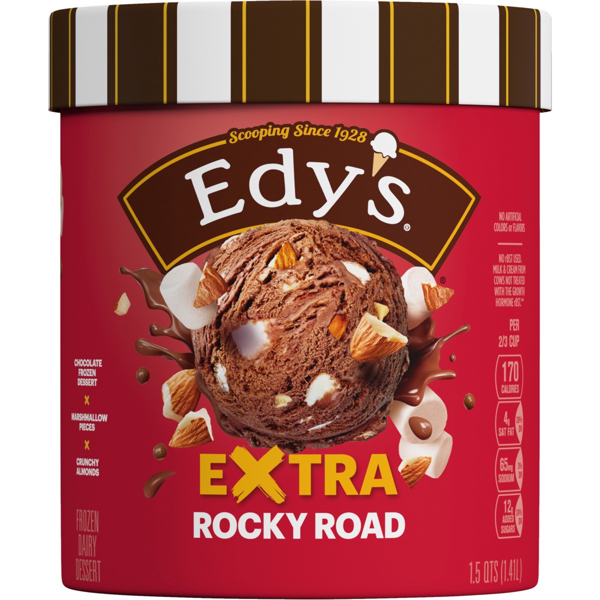 slide 1 of 5, Dreyer's Frozen Dairy Dessert, Extra Rocky Road, 1.5 qt