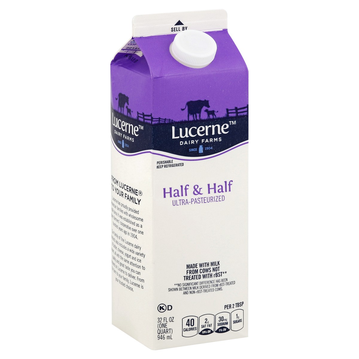 slide 2 of 6, Lucerne Half & Half Ultra-Pasteurized - 32 Fl. Oz., 32 oz