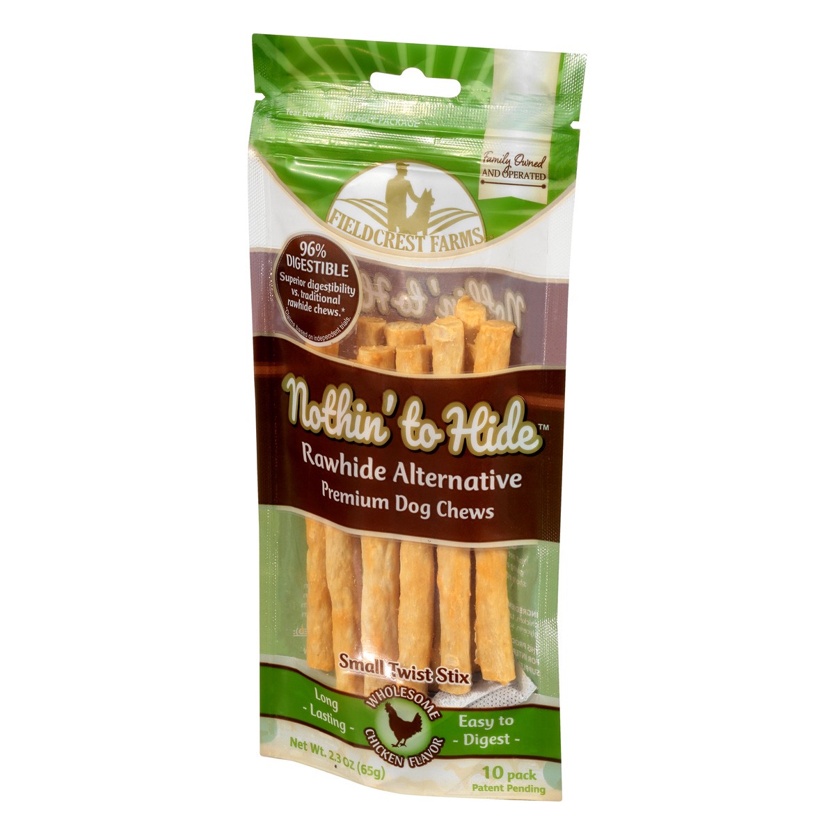 slide 8 of 9, Fieldcrest Farms Nothin To Hide Dog Chews, Wholesome Chicken Flavor, Small Twist Stix, 10 Pack, 2.3 oz