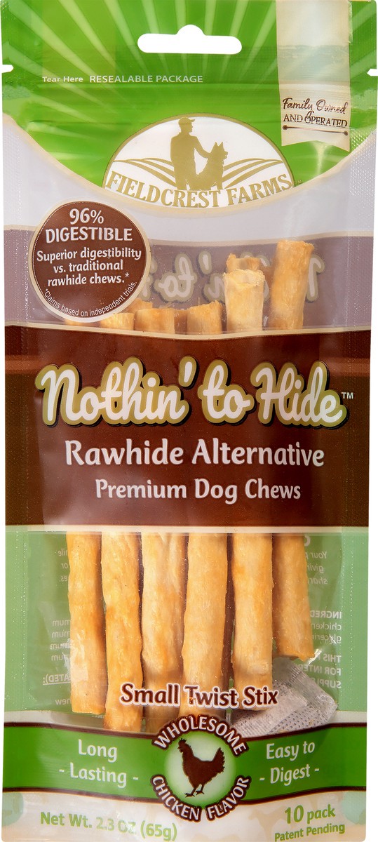 slide 6 of 9, Fieldcrest Farms Nothin To Hide Dog Chews, Wholesome Chicken Flavor, Small Twist Stix, 10 Pack, 2.3 oz