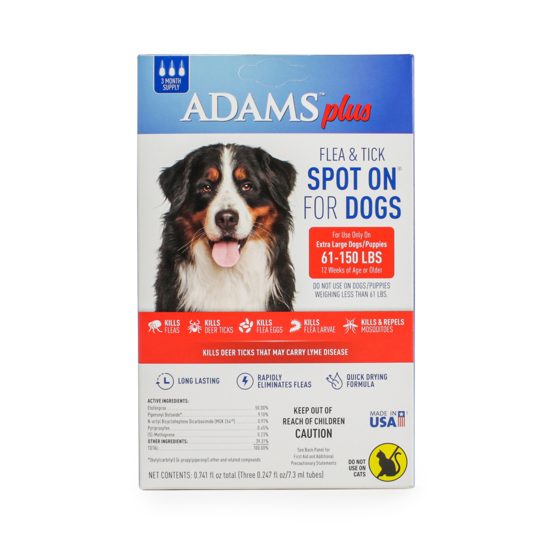 slide 1 of 1, Adams Flea & Tick Spot On Xl Dogs 61-150Lb, 3 ct