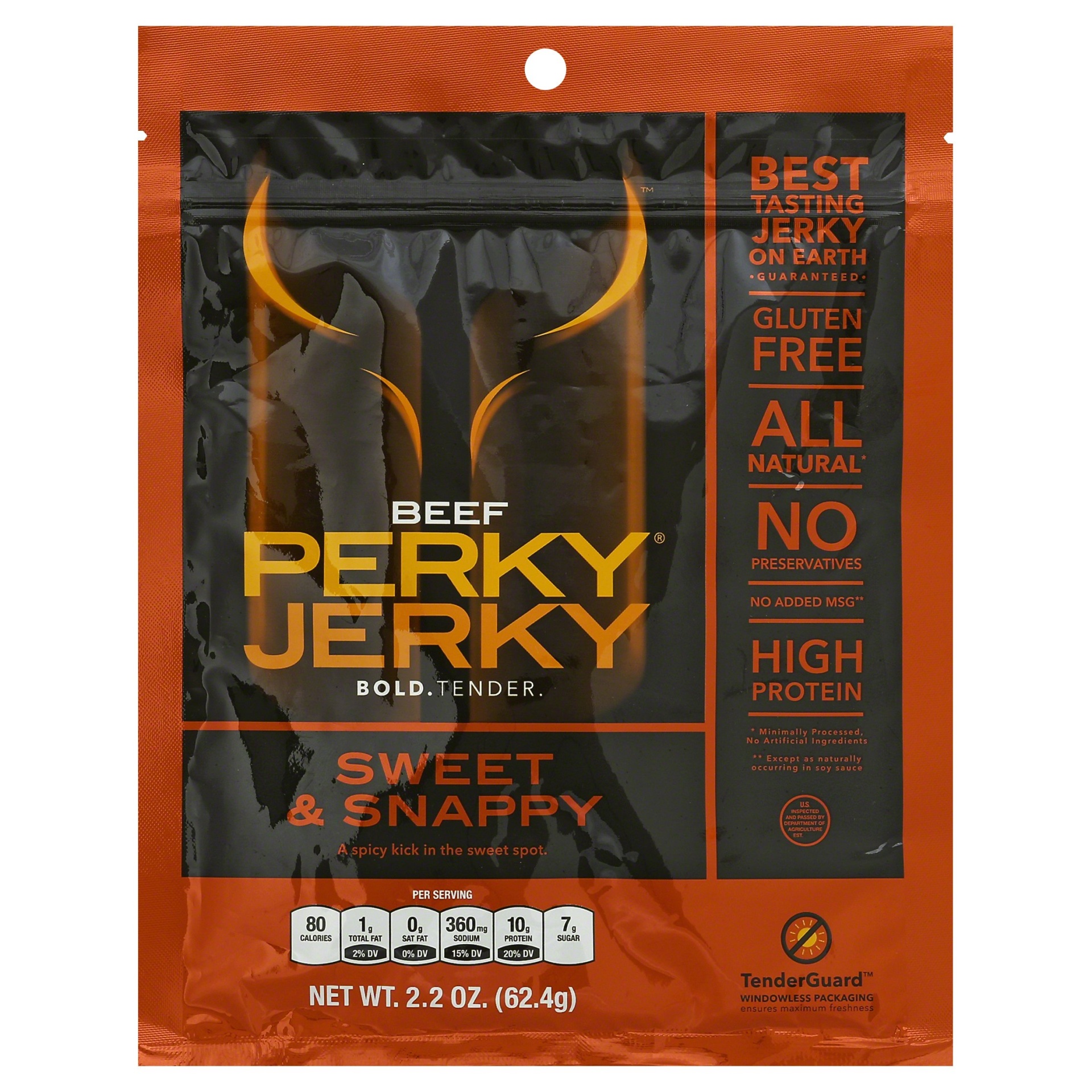 slide 1 of 3, Perky Jerky Beef Jerky, Sweet & Snappy, 2.2 oz