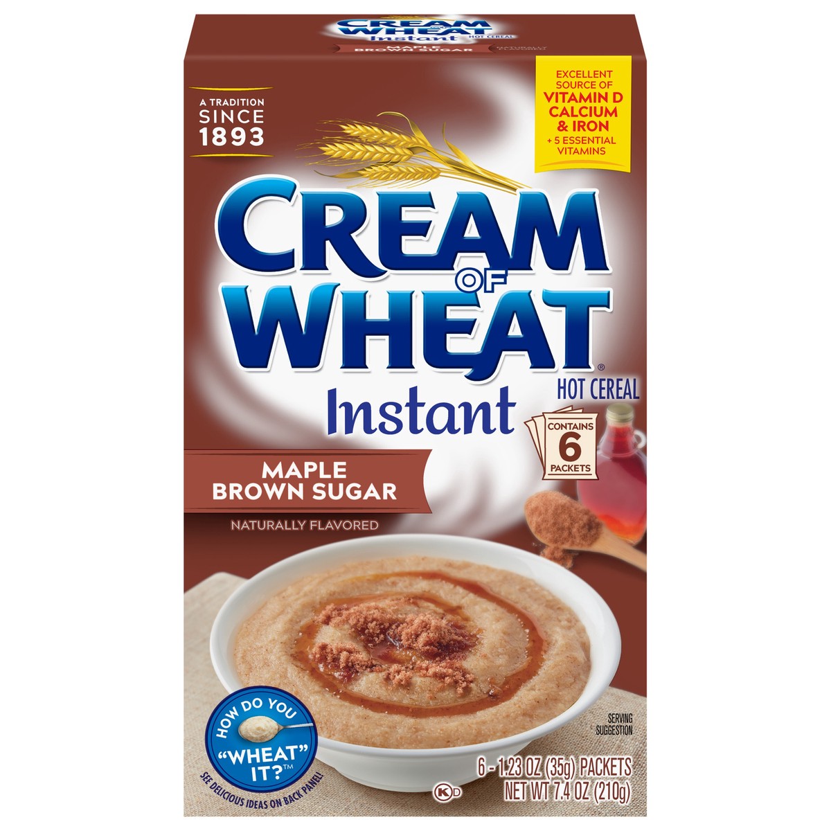 slide 1 of 8, Cream of Wheat Instant Maple Brown Sugar Hot Cereal 6 - 1.23 oz Packets, 6 ct