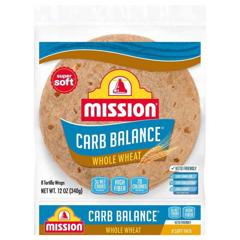 slide 1 of 3, Mission Carb Balance Tortilla Wraps 8 ea, 8 ct