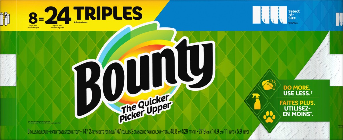 slide 5 of 5, Bounty Select-A-Size Paper Towels, White, 8 ct