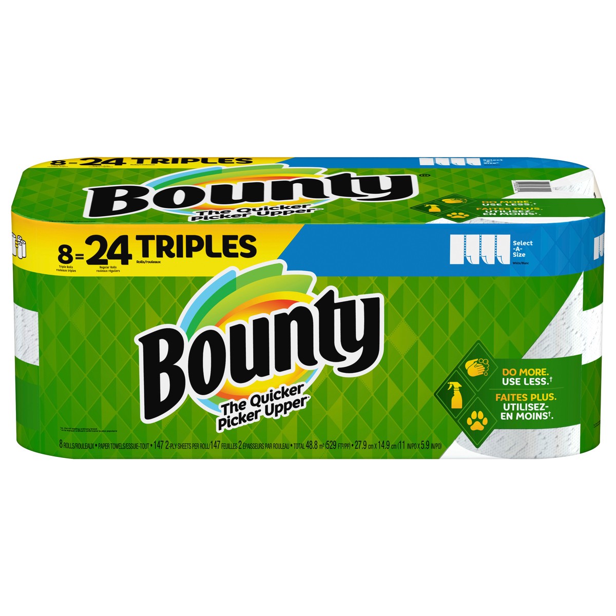 slide 1 of 5, Bounty Select-A-Size Paper Towels, White, 8 ct