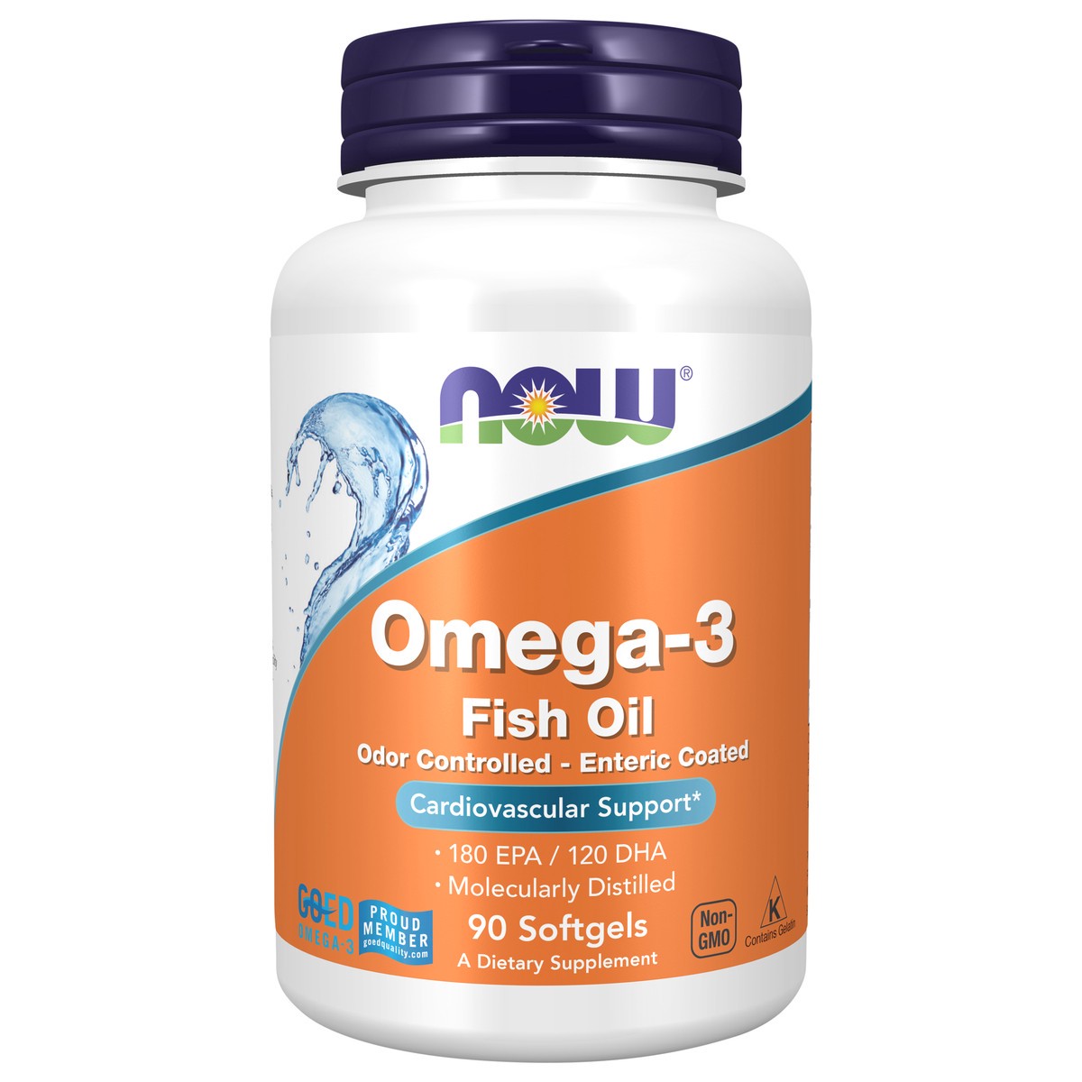 slide 1 of 4, NOW Omega-3, Molecularly Distilled & Enteric Coated - 90 Softgels, 90 ct