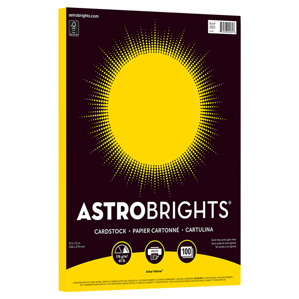 slide 1 of 1, ASTROBRIGHTS Colored Cardstock- 8.5x11, Solar Yellow, 1 ct