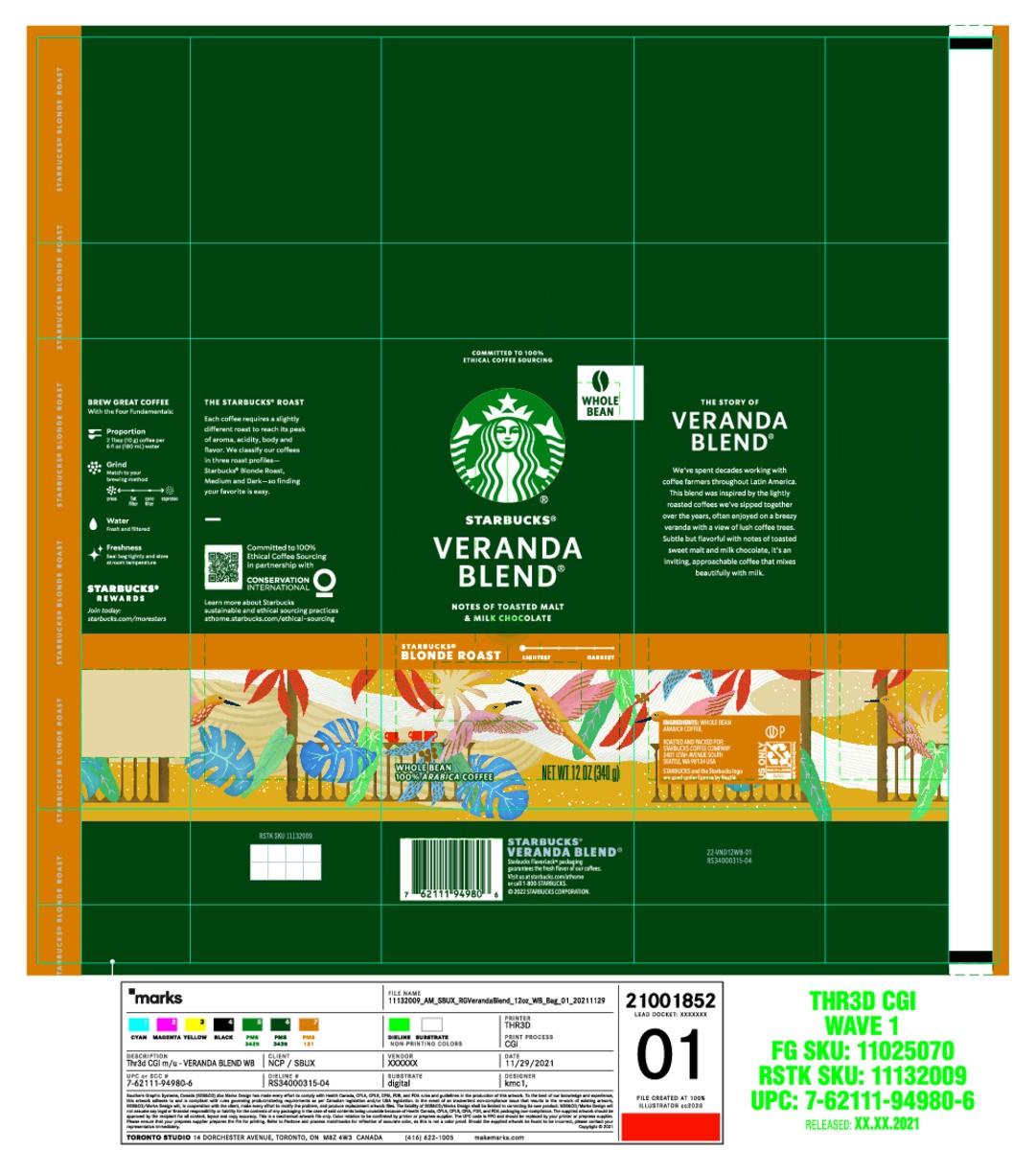 slide 8 of 15, Starbucks Blonde Roast Whole Bean Coffee — Veranda Blend — 100% Arabica — 1 bag (12 oz.), 12 oz