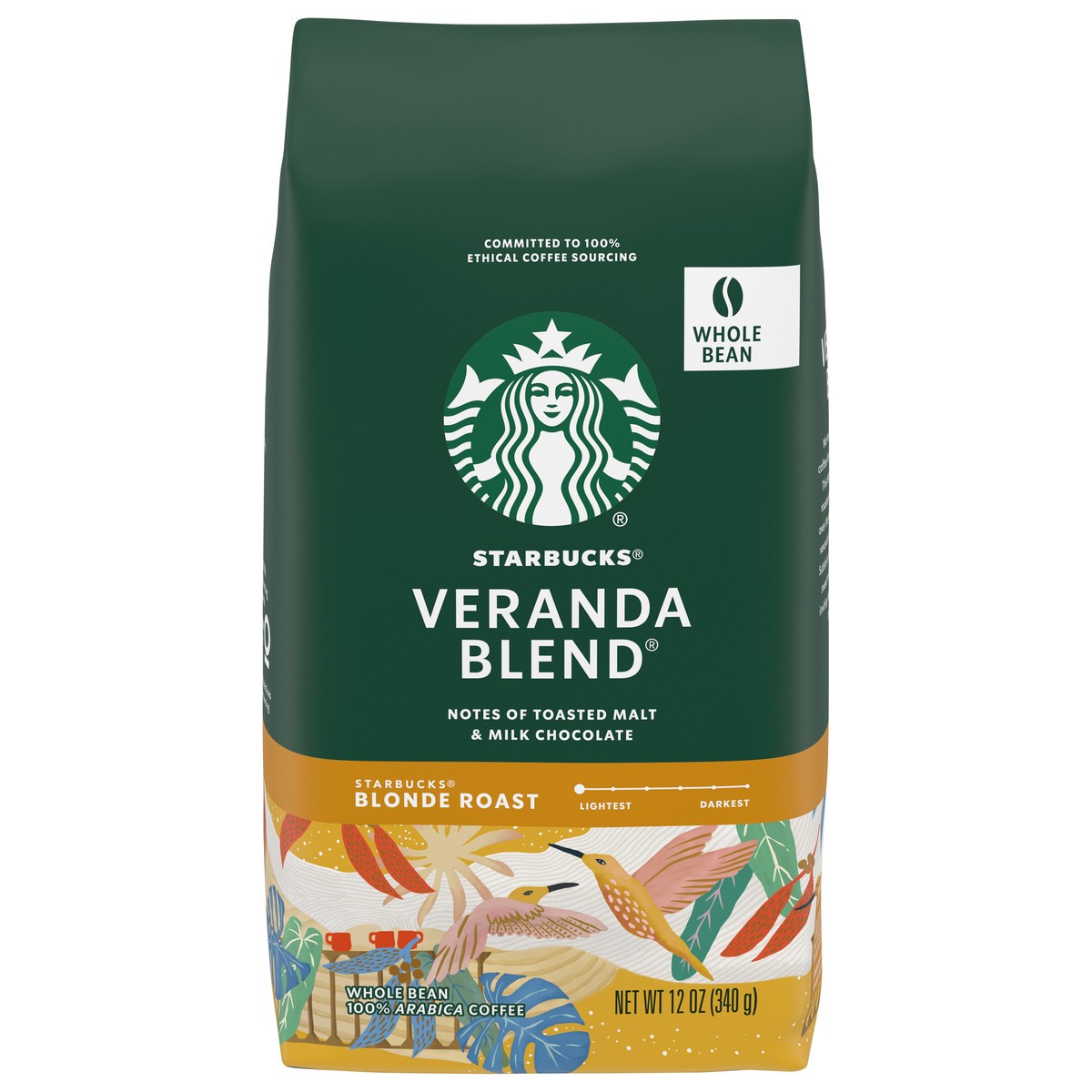 slide 9 of 15, Starbucks Blonde Roast Whole Bean Coffee — Veranda Blend — 100% Arabica — 1 bag (12 oz.), 12 oz