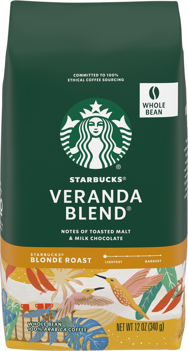 slide 1 of 15, Starbucks Blonde Roast Whole Bean Coffee — Veranda Blend — 100% Arabica — 1 bag (12 oz.), 12 oz