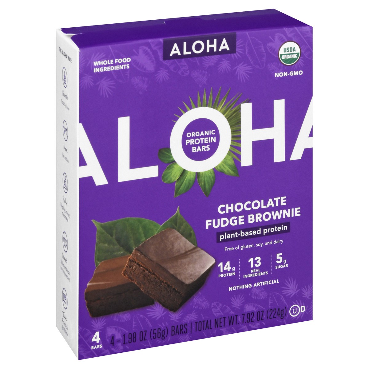 slide 2 of 9, Aloha Organic Chocolate Fudge Brownie Protein Bars 4 ea, 4 ct; 1.98 oz