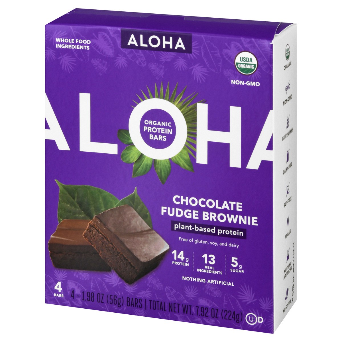 slide 4 of 9, Aloha Organic Chocolate Fudge Brownie Protein Bars 4 ea, 4 ct; 1.98 oz