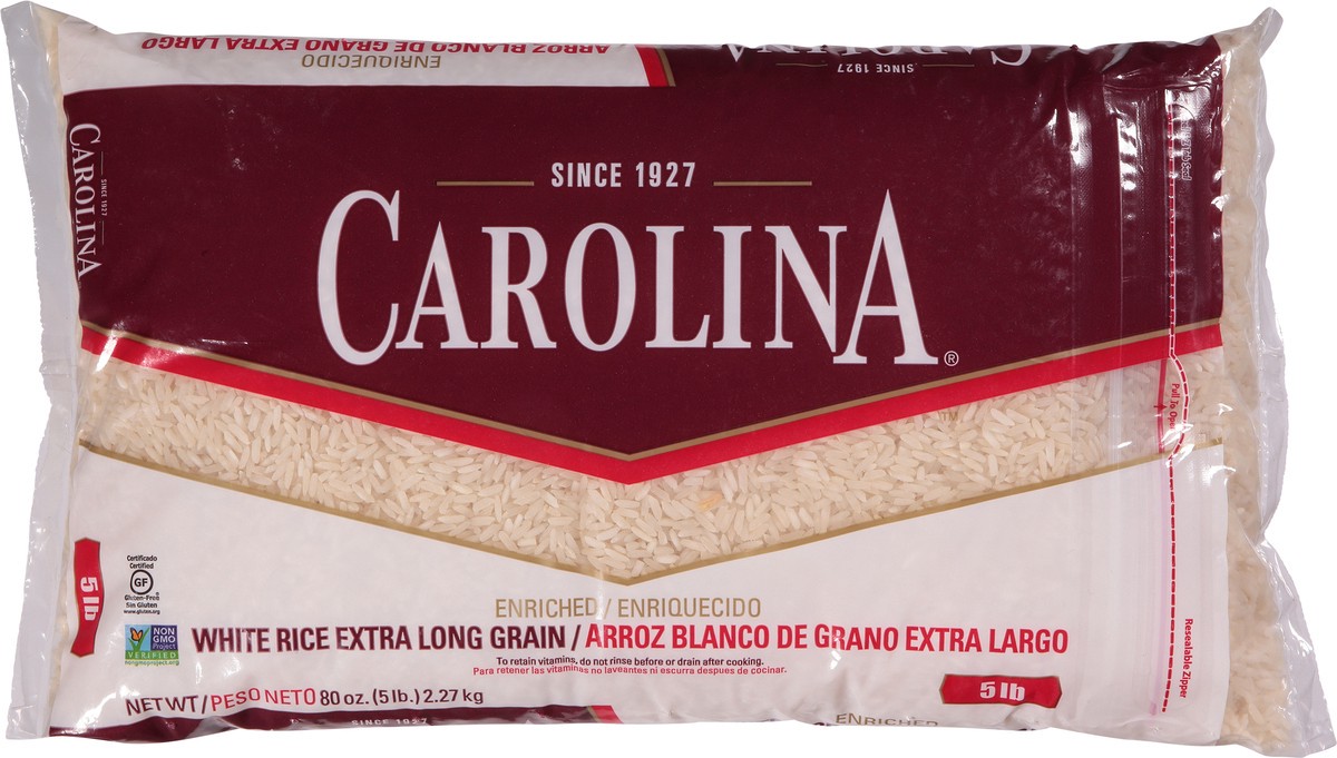 slide 3 of 9, Carolina White Rice, Extra Long Grain, Enriched, 80 oz