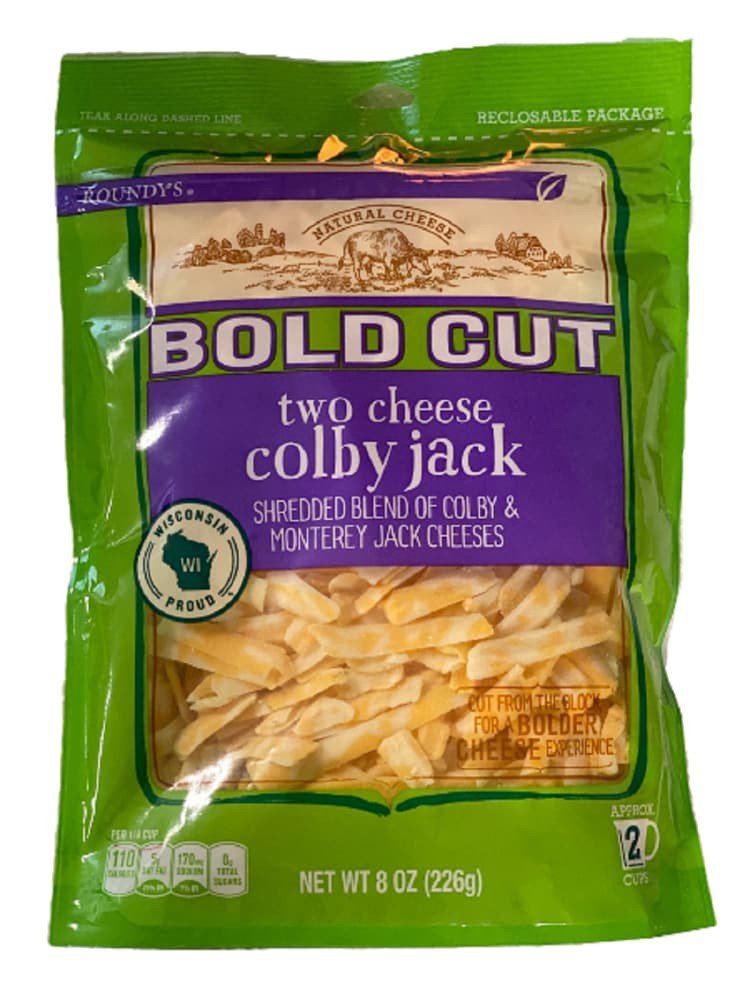 slide 1 of 2, Roundy's Roundys Bold Cut Two Cheese Colby Jack Shredded Cheese, 8 oz