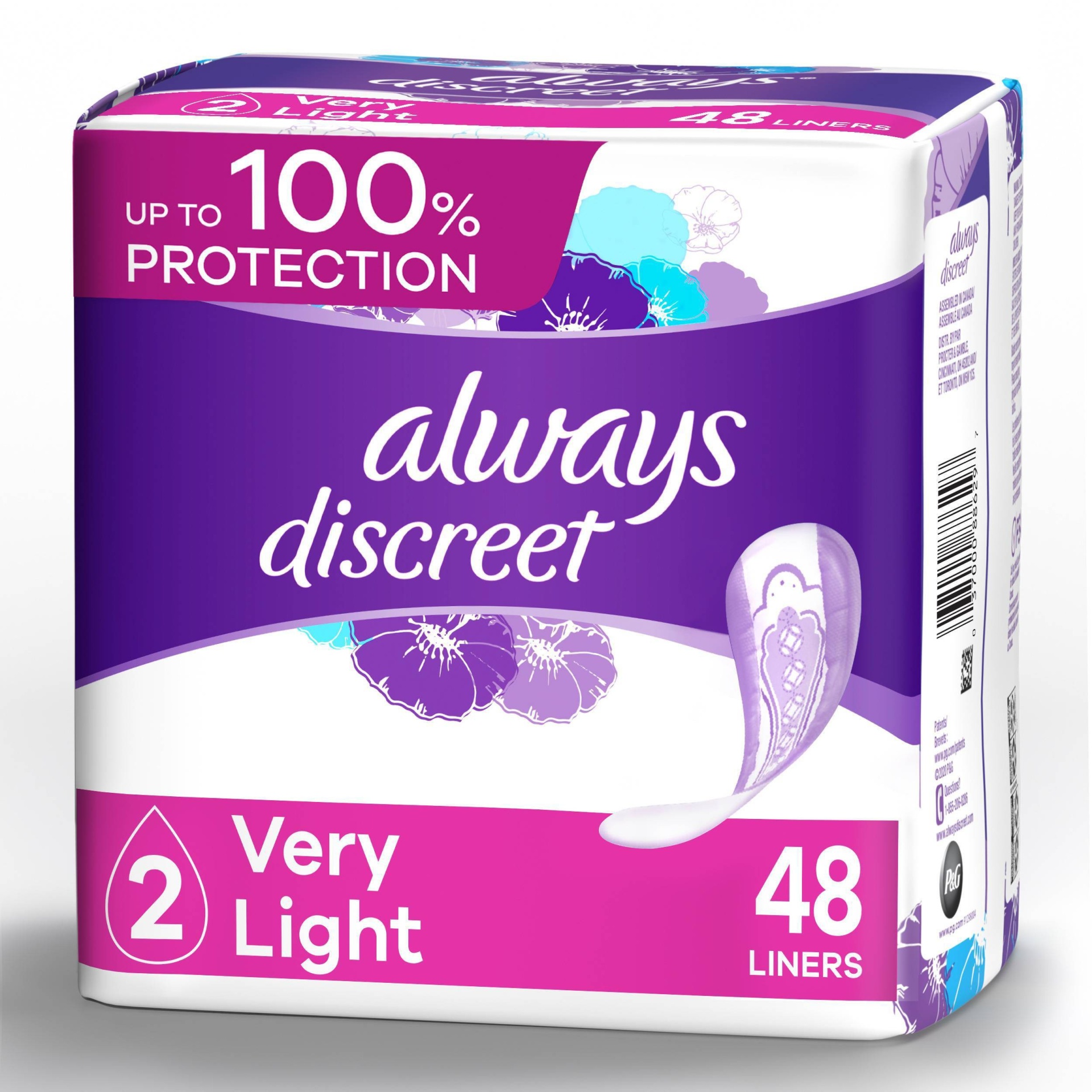 slide 1 of 3, Always Discreet Very Light Absorbency Regular Length Incontinence Liners, 48 ct