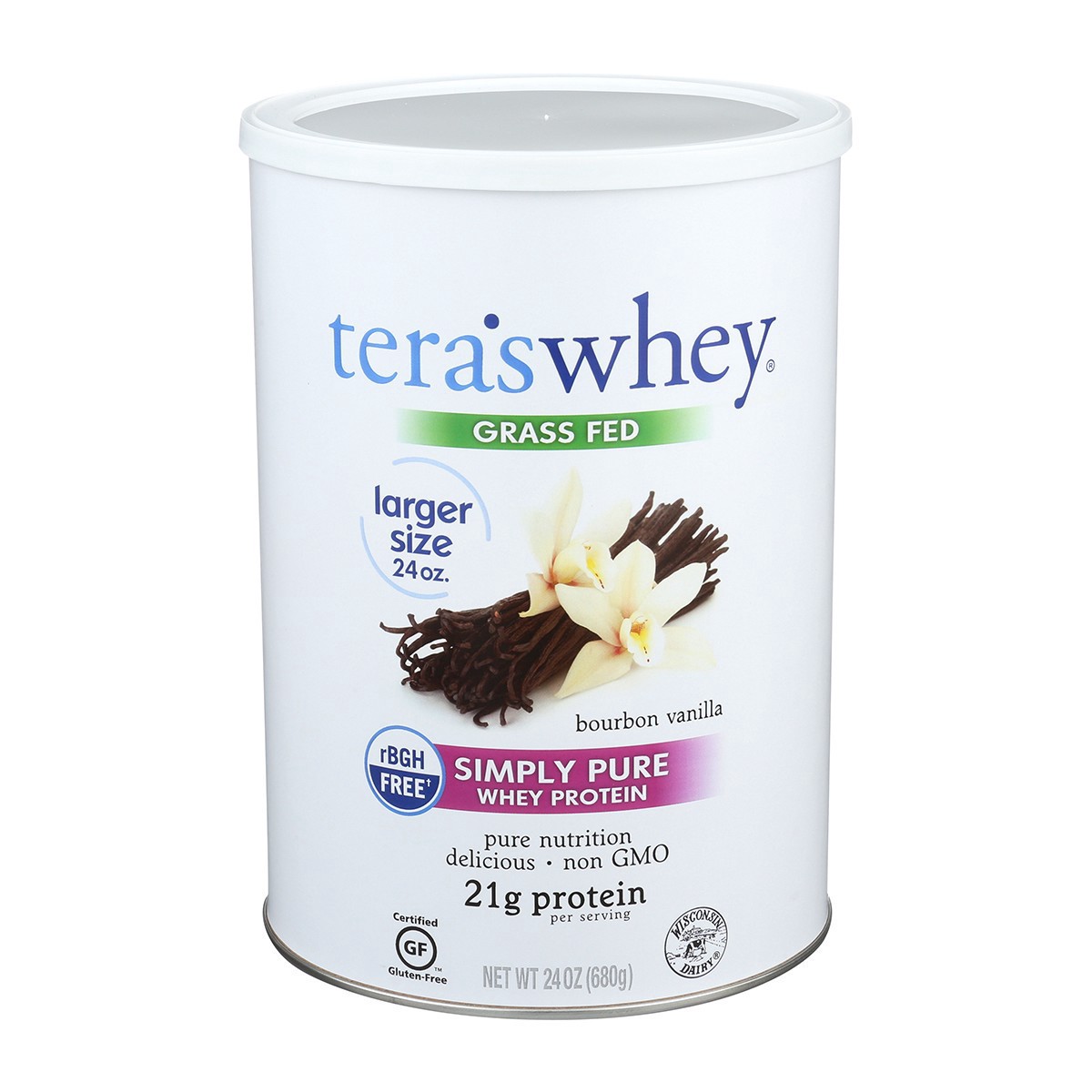 slide 1 of 1, Tera's Whey Teras Whey Organic Bourbon Vanilla Whey Protein, 24 oz