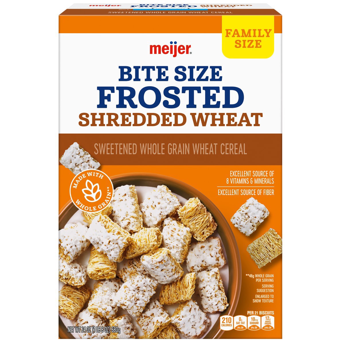 slide 1 of 29, Meijer Bite Size Frosted Shredded Wheat Cereal, 24 oz