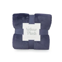 Berkshire Blanket Velisse Plush, 50 in x 70 in, Midnight Blue