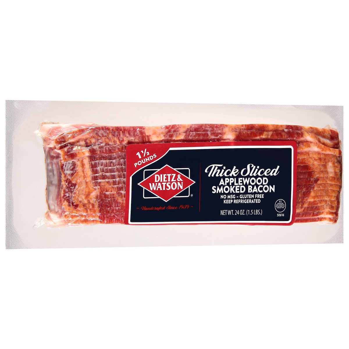 slide 9 of 14, Dietz & Watson Thick Sliced Applewood Smoked Bacon 24 oz, 24 oz