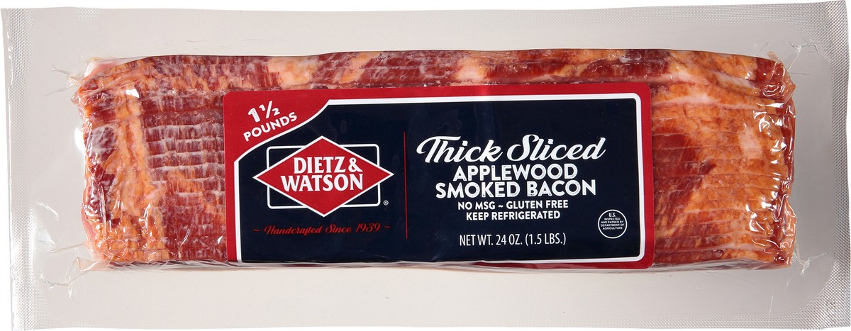 slide 11 of 14, Dietz & Watson Thick Sliced Applewood Smoked Bacon 24 oz, 24 oz