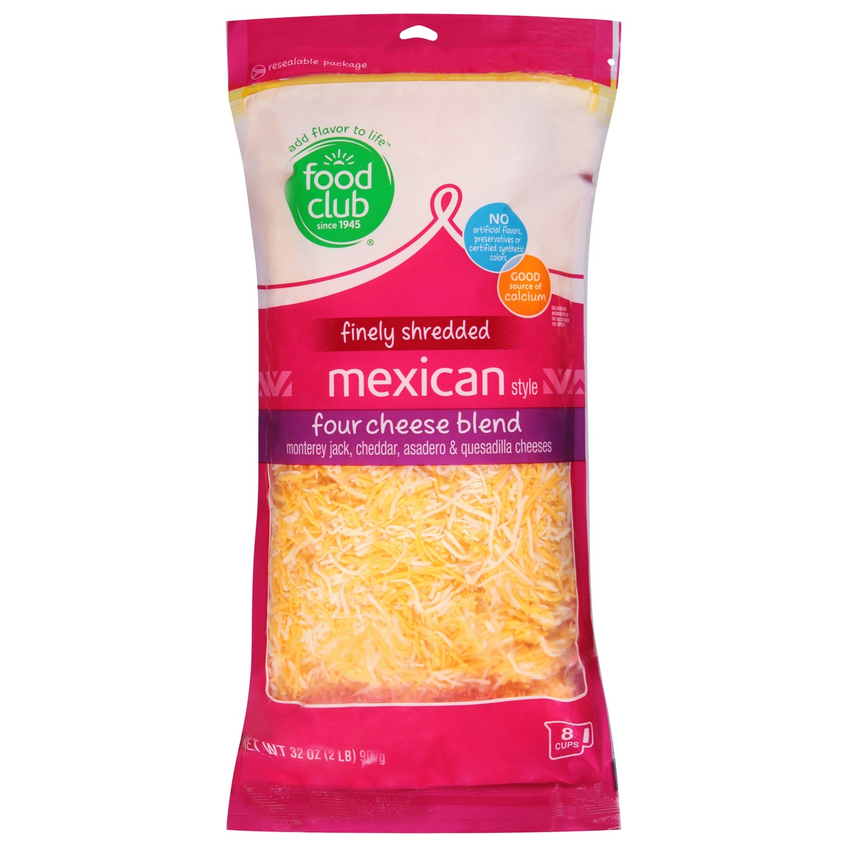slide 1 of 1, Food Club 4 Cheese Mexican Fine Shred, 32 oz