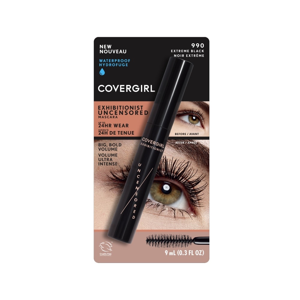 slide 1 of 1, Covergirl Exhibitionist Uncensored 990 Extreme Black Waterproof Mascara, 1 ct