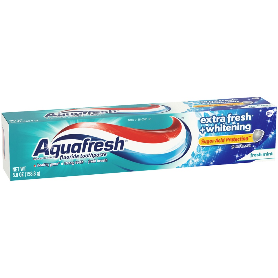 slide 2 of 3, Aquafresh Triple Protection Extra Fresh+Whitening Fresh Mint Fluoride Toothpaste, 5.6 oz