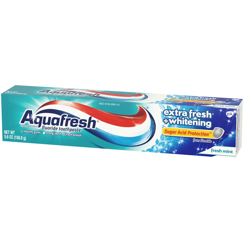 slide 3 of 3, Aquafresh Triple Protection Extra Fresh+Whitening Fresh Mint Fluoride Toothpaste, 5.6 oz