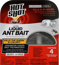 Hot Shot Ultra Liquid Ant Bait - 4 x 0.45 fl oz Bait Stations