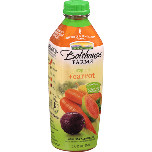 slide 2 of 8, Bolthouse Farms Tropical Carrot 100% Fruit Vegetable Juice , 32 fl oz