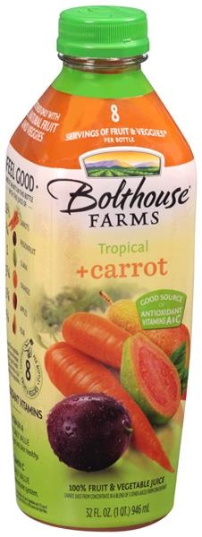 slide 1 of 8, Bolthouse Farms Tropical Carrot 100% Fruit Vegetable Juice , 32 fl oz